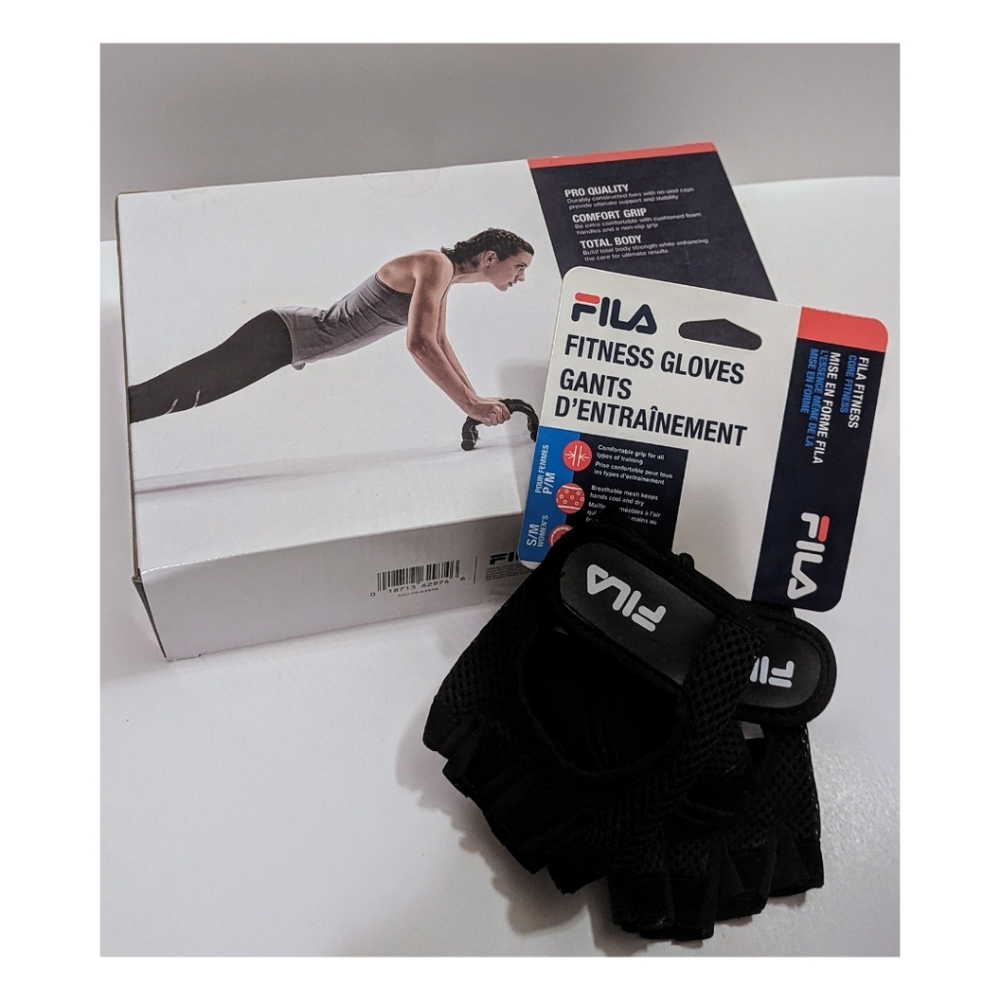 FILA Exercise/Training Bundle~Push Up Bars&Gloves